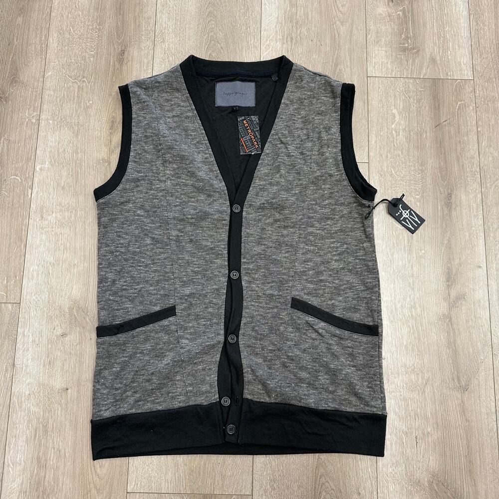 Doppelganger Presto Jersey Knit Vest Black Gray Size Large L B21